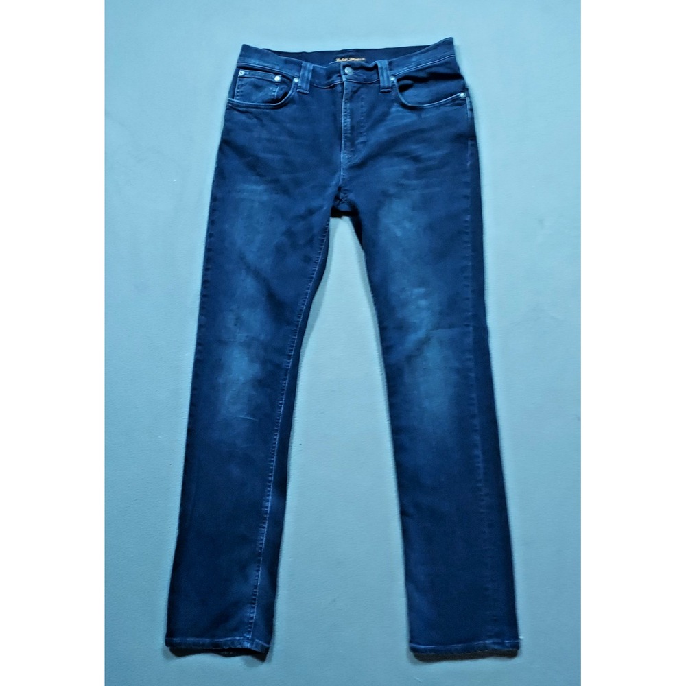 Nudie‎ Jeans Thin Finn Jeans Men's 33 X 32" Blue Strike Stretch Denim Made Italy
